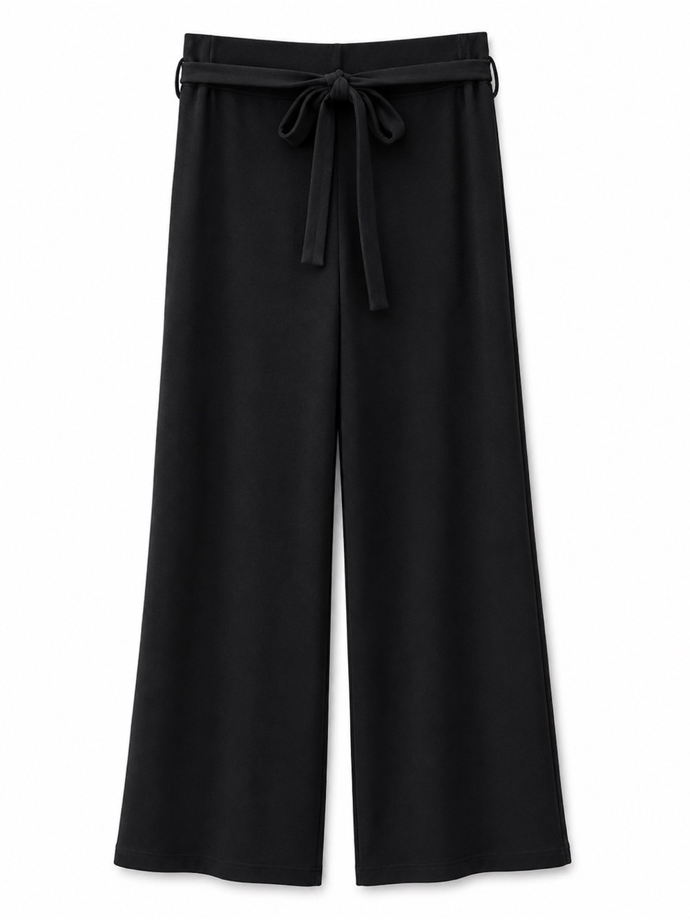 Wide-Leg Tie-Waist Pants — Black